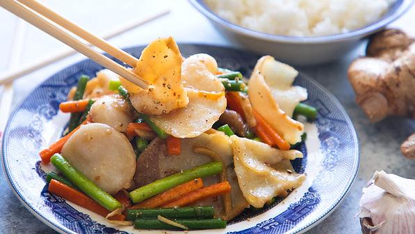 bào ngư xào rau củ